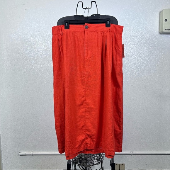 A New Day Red Pencil Linen Midi Skirt Casual - Picture 1 of 6